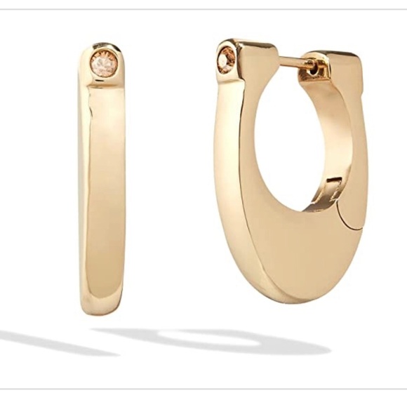 COACH Signature crystal studded horsebit Chunky Hoop Earrings new‎ - Picture 1 of 4